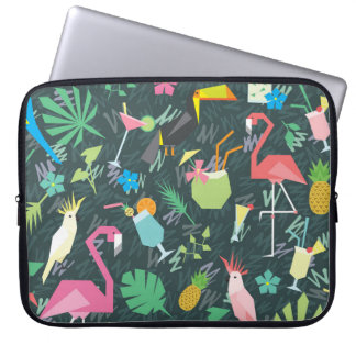 Tropical Birds Drinks: Vibrant Seamless. Laptop Sleeve