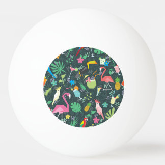 Tropical Birds Drinks: Vibrant Seamless. Ping Pong Ball
