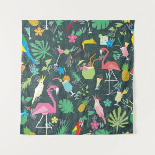 Tropical Birds Drinks: Vibrant Seamless. Tapestry