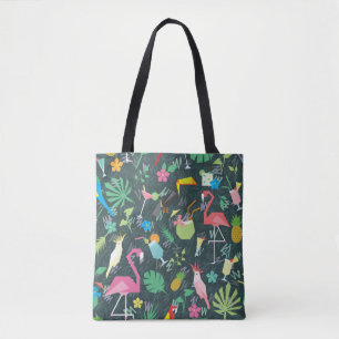 Tropical Birds Drinks: Vibrant Seamless. Tote Bag