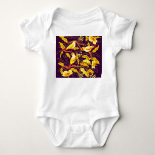 Tropical Birds Exotic Flowers Illustration Baby Bodysuit