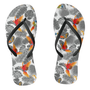 tropical birds flip flops