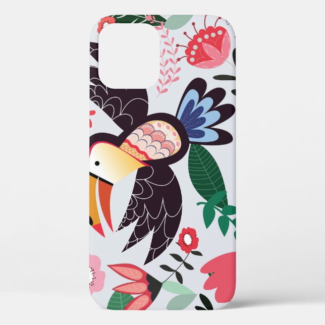 Tropical birds, floral doodle pattern. Case-Mate iPhone case (Back)