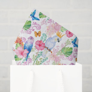 Tropical birds flowers beach party tissue paper