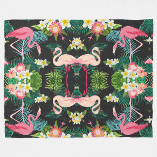 Tropical Birds Flowers Flamingo Watery Landscape Fleece Blanket