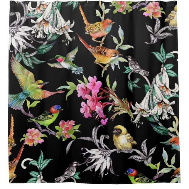 Tropical Birds Flowers: Watercolor Pattern (Front)