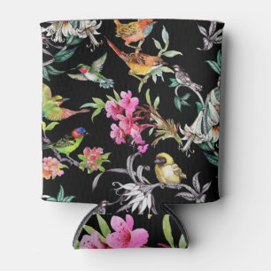 Tropical Birds Flowers: Watercolor Pattern Can Cooler