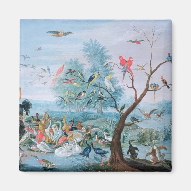 Tropical birds in a landscape magnet (Front)