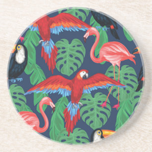 Tropical Birds In Bright Colours Coaster