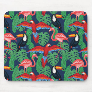Tropical Birds In Bright Colours Mouse Pad