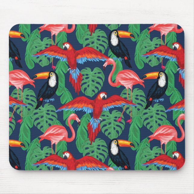 Tropical Birds In Bright Colours Mouse Pad (Front)