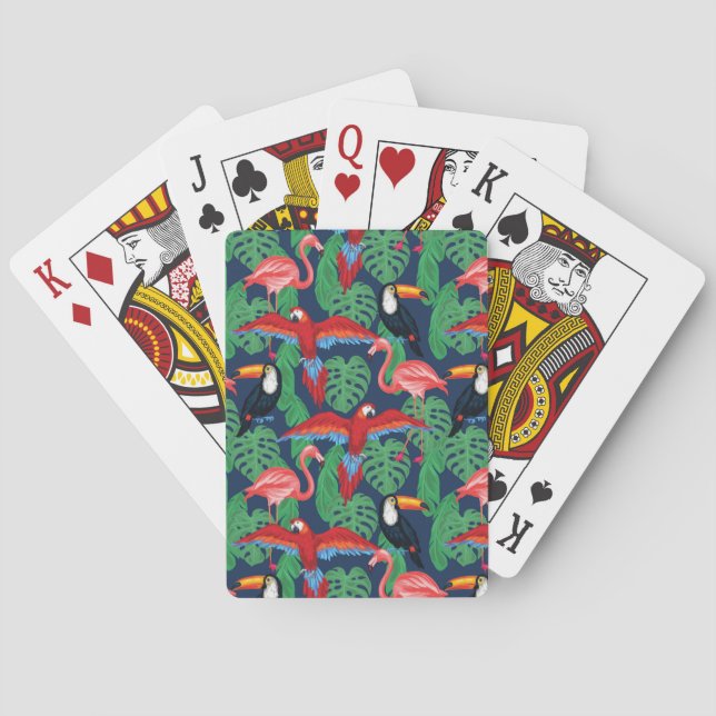 Tropical Birds In Bright Colours Playing Cards (Back)
