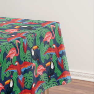 Tropical Birds In Bright Colours Tablecloth