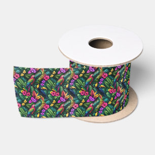 Tropical Birds Jungle Dreams Seamless Surface Patt Satin Ribbon