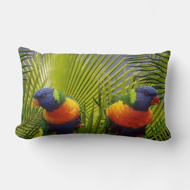 Tropical Birds Lumbar Pillow (Front)