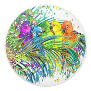 Tropical Birds of a Feather Ceramic Knobs