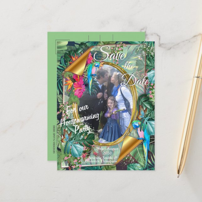 Tropical Birds of Paradise  Announcement Postcard (Front/Back In Situ)