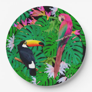 Tropical Birds Paper Plate