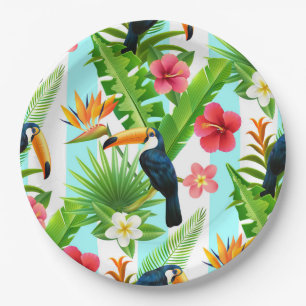 Tropical Birds Paper Plate