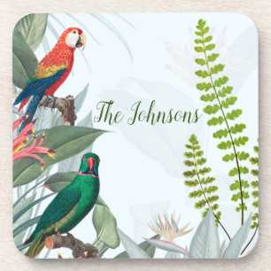 Tropical Birds Parrots & Foliage  Coaster