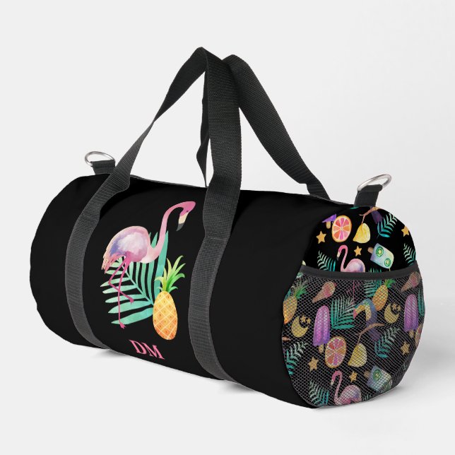 Tropical Birds Pineapple Pattern Duffle Bag (Right Corner)
