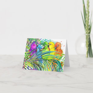 Tropical Birds Thank You or Blank Note Card