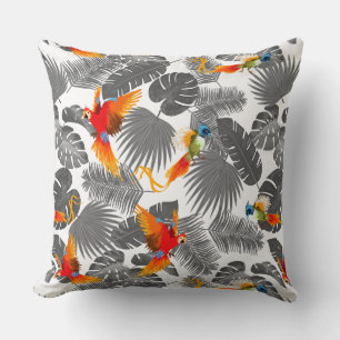 tropical birds throw pillow