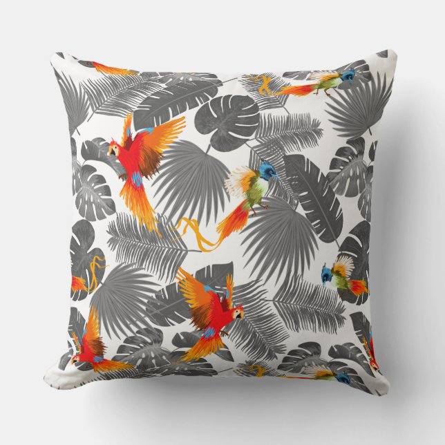 tropical birds throw pillow (Front)