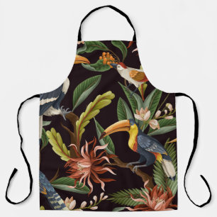 Tropical Birds: Vintage Leaves & Flowers Apron