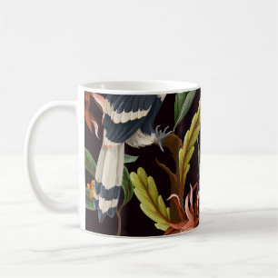 Tropical Birds: Vintage Leaves & Flowers Coffee Mug
