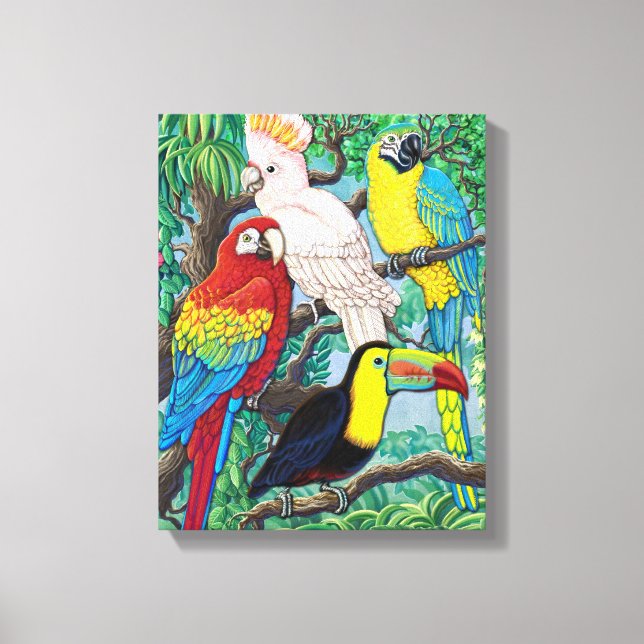 Tropical Birds Wrapped Canvas (Front)
