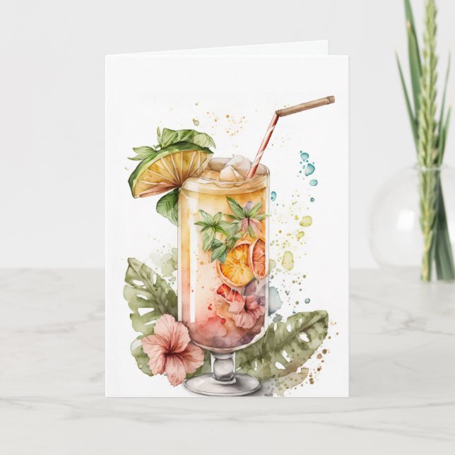 Tropical Birthday Drink Card (Front)