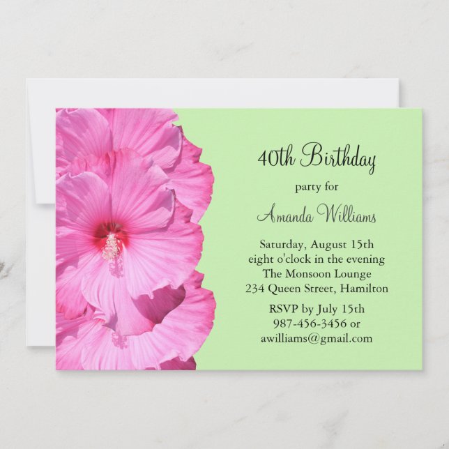Tropical Birthday Invitation (green) (Front)