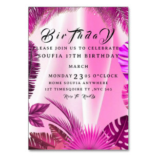 Tropical Birthday Invitation, Hawaiian Pineapple B Table Number