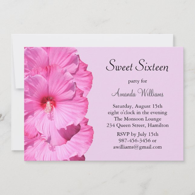 Tropical Birthday Invitation (purple) (Front)