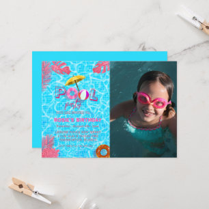 Tropical Birthday Pool Party Invitation