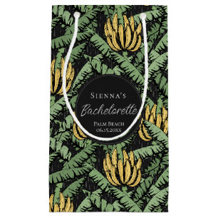 Tropical Black Banana Leaves Bachelorette Small Gift Bag