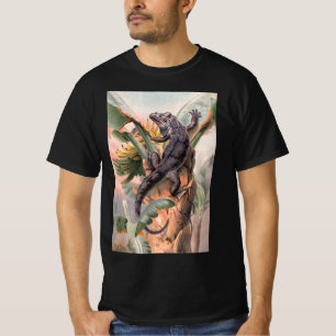 Tropical Black Iguana, Vintage Wild Reptile Animal T-Shirt