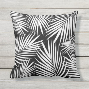 Tropical Black Palm Feuilles Coussin extérieur