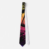 Tropical Black Palm Fronds on Pink, Orange, Yellow