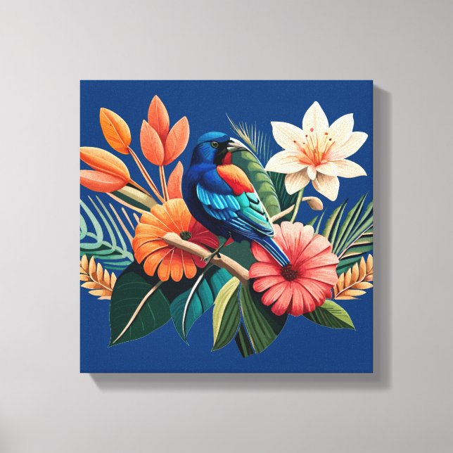 Tropical Bliss: A Vibrant Fusion of Flora Canvas Print (Front)