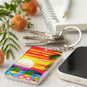 TROPICAL BLISS FOR PINEAPPLES FAMILY  KEYCHAIN
