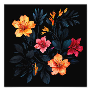 Tropical Bloom on Black Photo Print