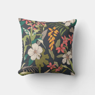 Tropical Bloom: Seamless Flower Pattern Throw Pillow