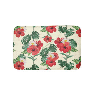 Tropical Blooms of The White Lotus Bath Mat