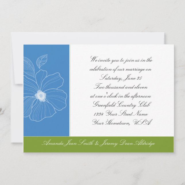 Tropical Blue and Green Wedding Invitation (Front)