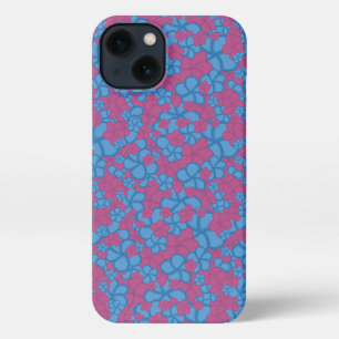 Tropical blue and pink flower phone case