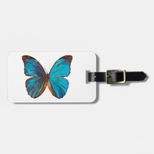 Tropical Blue and Turquoise Butterfly Art Luggage Tag