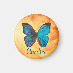 Tropical Blue and Turquoise Gem Coloured Butterfly Magnet