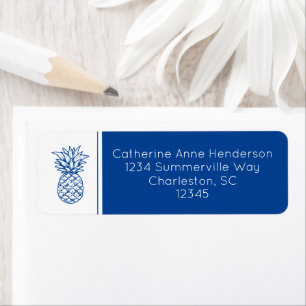 Tropical Blue and White Pineapple Personalized